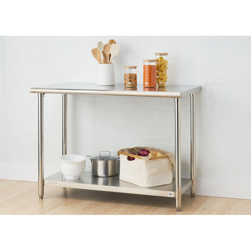 Rebrilliant 48'' Wide Rolling Prep Table with Stainless Steel Top